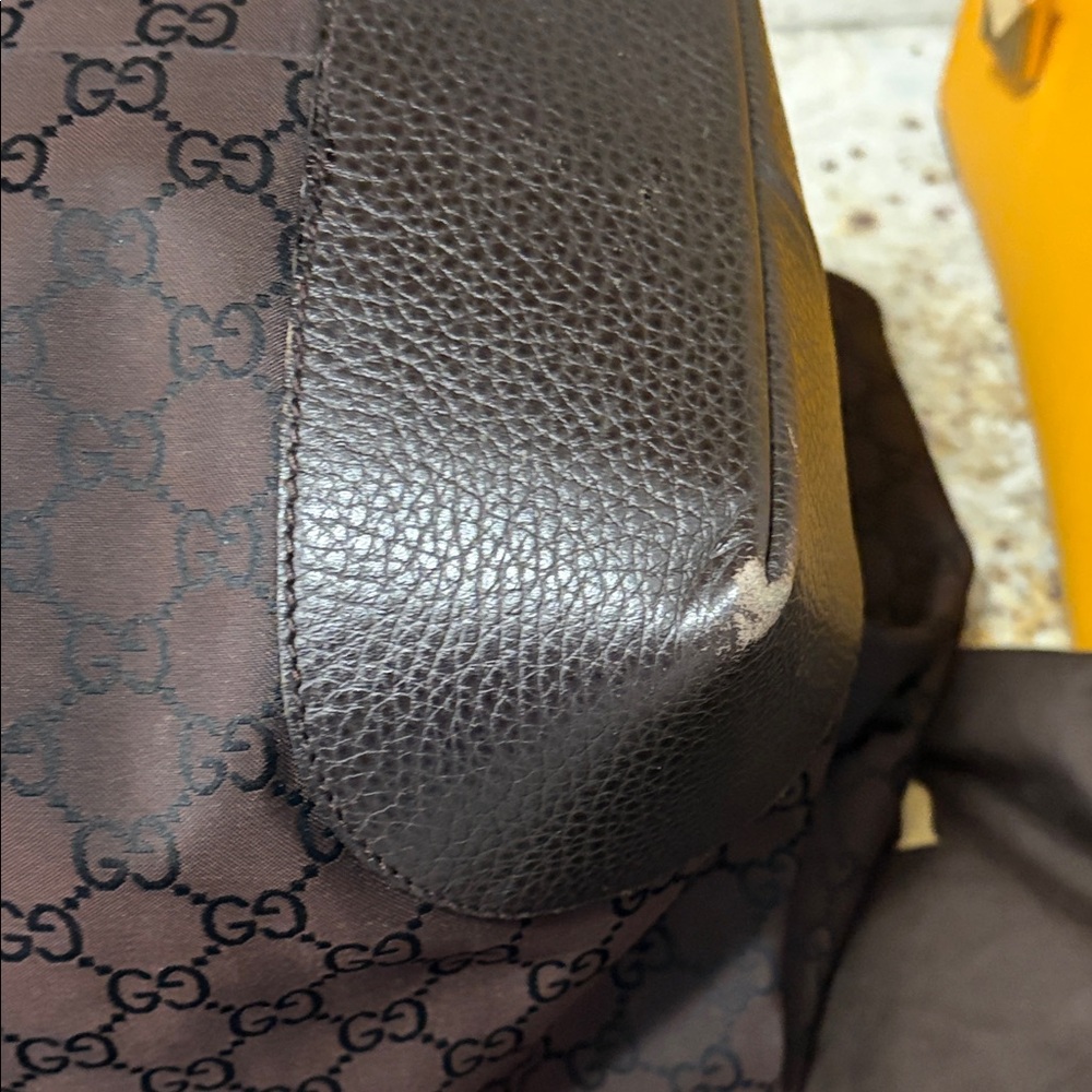 Gucci Brown GG Monogram Tote with Gold-Tone Hardware - Picture 4 of 8